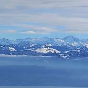 Vue de la Dole sur le Lac Léman et la chaîne des Alpes