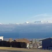 Excursion à Nyon- vue du train sur le lac Léman et la chaîne des Alpes