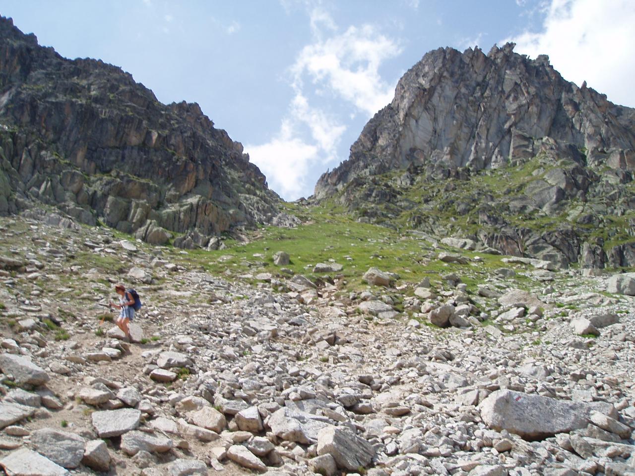 Début de la descente depuis la fenêtre d'Arpette